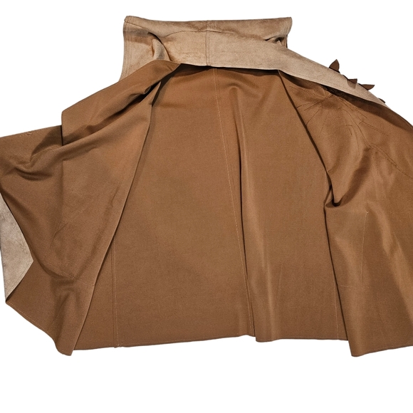 Brown Faux Suede Open Front Drape Vest Sz L Floral Boho Western Cowgirl Festival - Picture 12 of 15